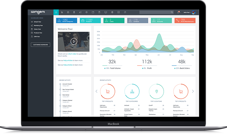Back office on a laptop screen