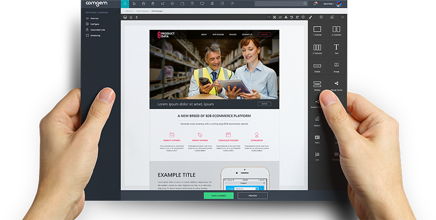 Email builder and preview tools