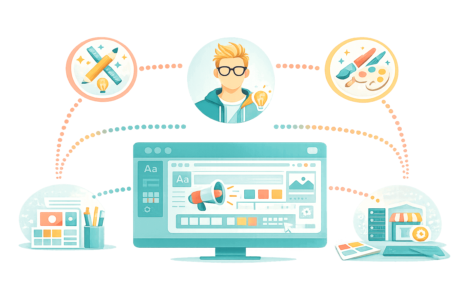 Designer working on a B2B storefront theme in Comgem