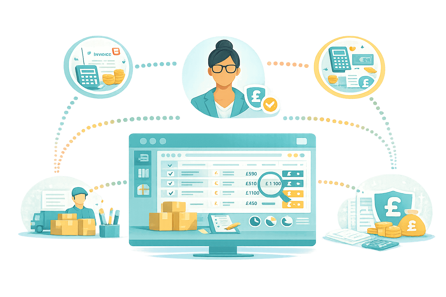 Finance manager dashboard showing invoice tracking