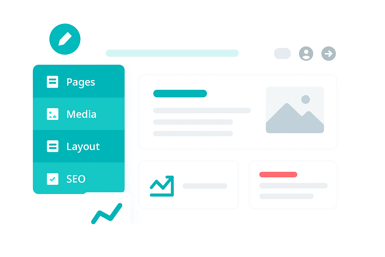 Comgem CMS dashboard for managing B2B ecommerce pages and content