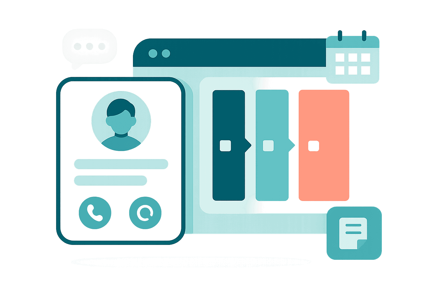 B2B CRM dashboard showing customer profiles, sales pipelines, and communication tracking in Comgem.