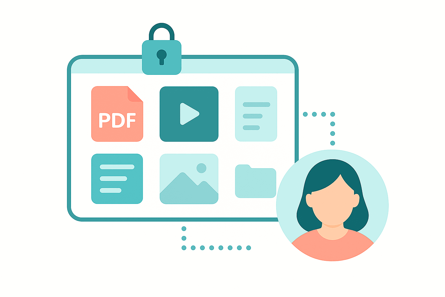 secure gated resource library with locked content tiles and user access segmentation.