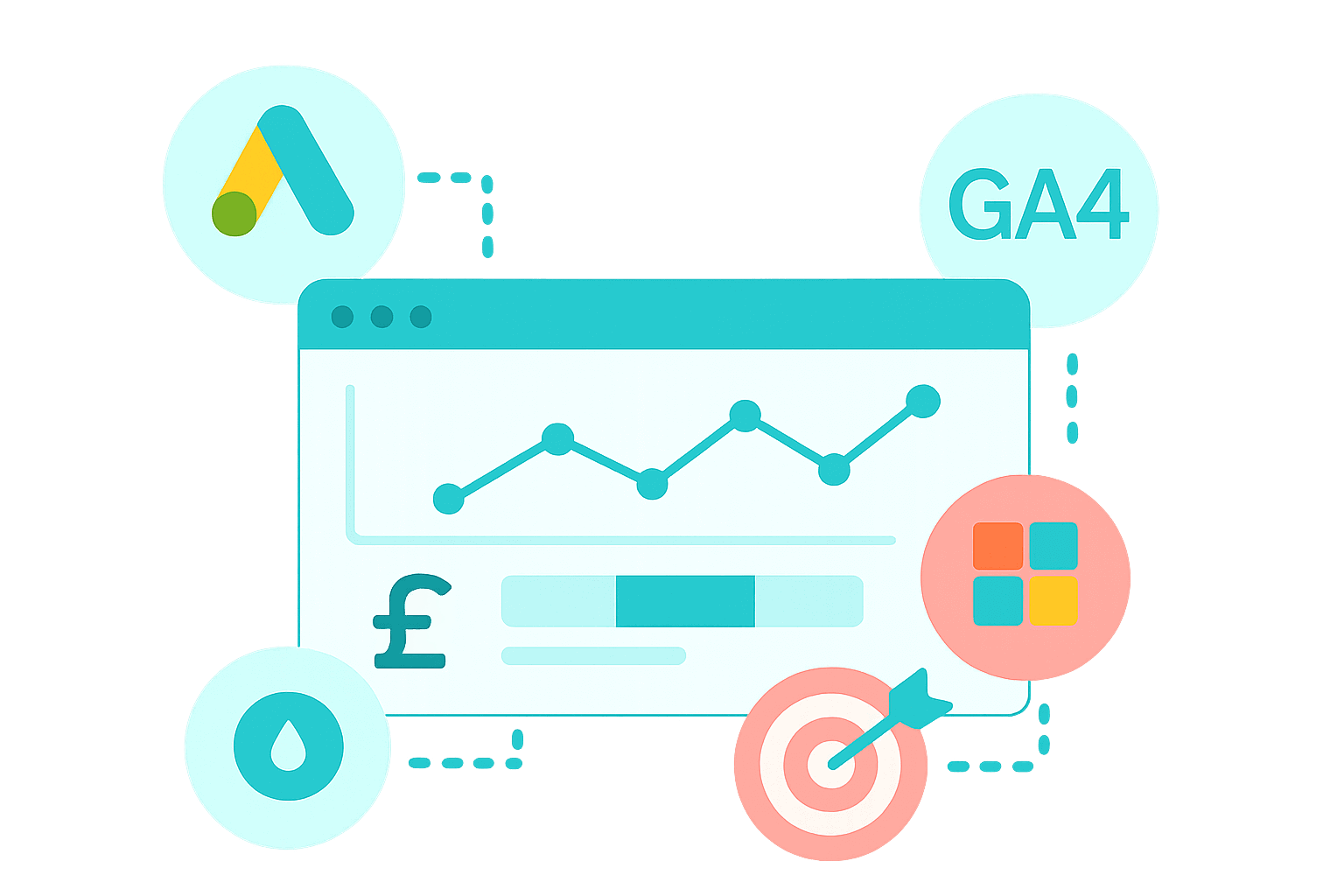 Attribution and conversion tracking across channels including GA4 and Tag Manager for B2B ecommerce performance