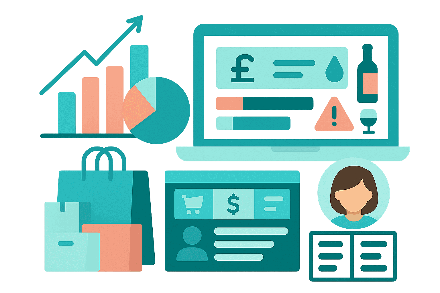 Prebuilt management reports for sales, inventory, purchasing, and customer behaviour in a B2B ecommerce platform